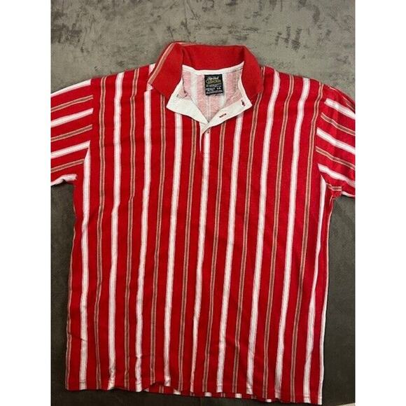 VTG 80s Chip‎ Beck Collection Red stripe Collared Golf Polo Shirt L Large - Picture 1 of 5